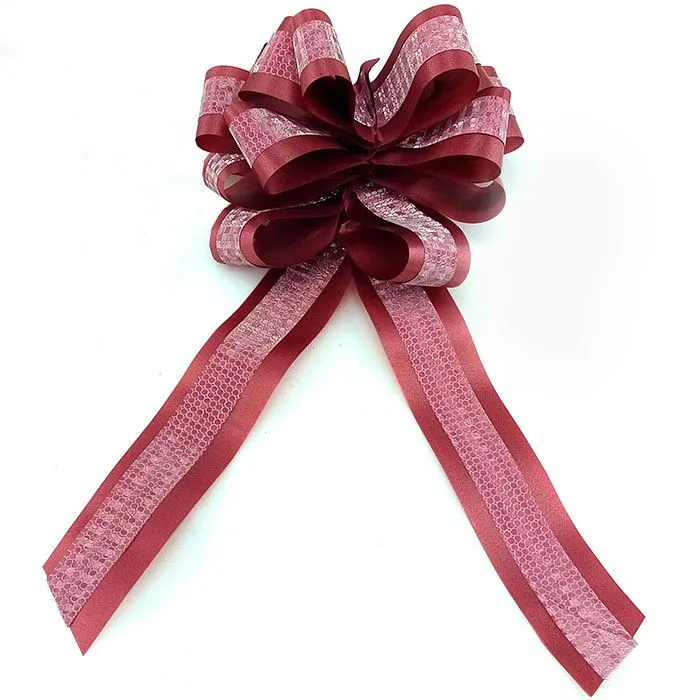 Бант-шар PP С глиттером 45 мм "Комбо" Вишневый с розовым / 10 шт. / (Китай)