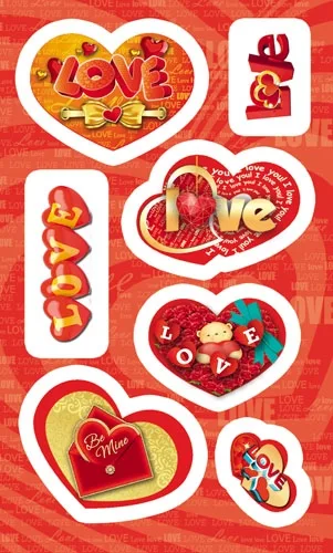 Наклейка (153*92) Мишка и сердечки (20 шт.)