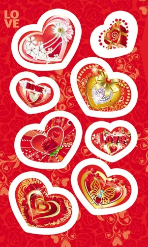 Наклейка (153*92) Красивые сердечки (20 шт.)