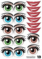 Наклейки "Глаза. Рты №13 6 компл. на листе