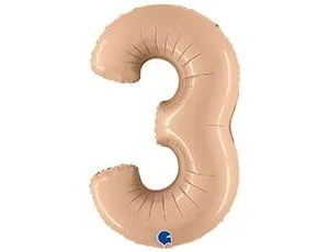 G 40"/102см Цифра "3" Сатин Nude 1 шт. (Италия)