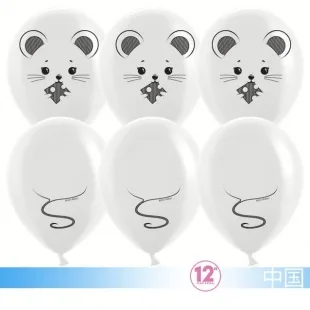 К 12"/30см "Мышка" , Пастель, Белый, 2 ст., /100 шт. (Китай)