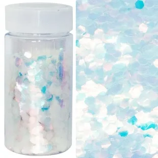 Конфетти фольга, Шестиугольники, Белый жемчуг, 150 гр.