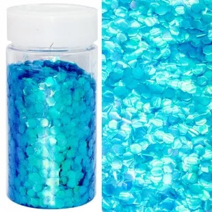 Конфетти фольга, Шестиугольники, Лазурный перламутр, 150 гр.