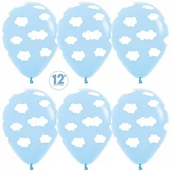 S 12"/30см Облака, Светло-голубой, Пастель, 5 ст., 50 шт.(Колумбия)