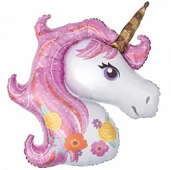 F 46"/117см Голова Единорога , Розовый, 1 шт.(Китай)