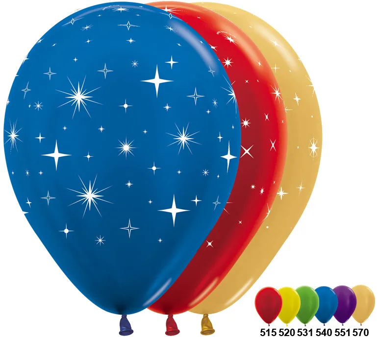 S 12"/30см Сияющие звезды (3 дизайна), Ассорти, Металл/ 50 шт./ (Колумбия)