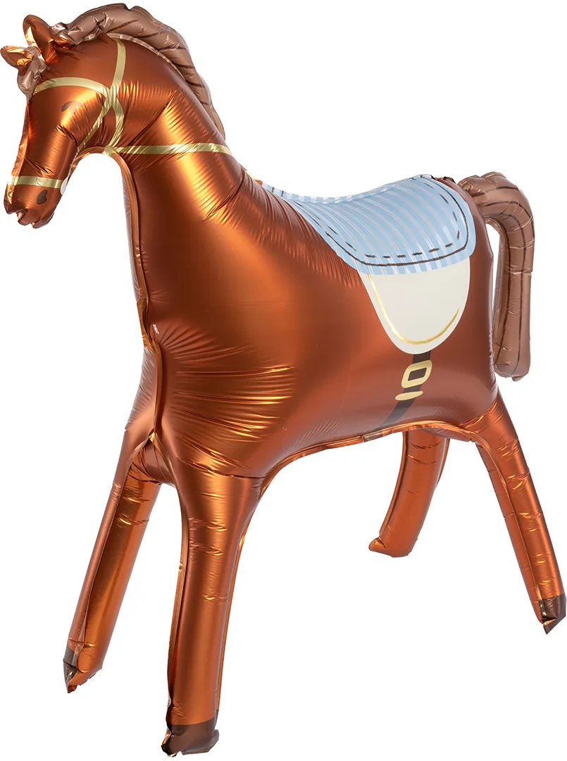 Шар 3D (35''/89 см) Фигура, Лошадка, Коричневый, Сатин, 1 шт. в уп.