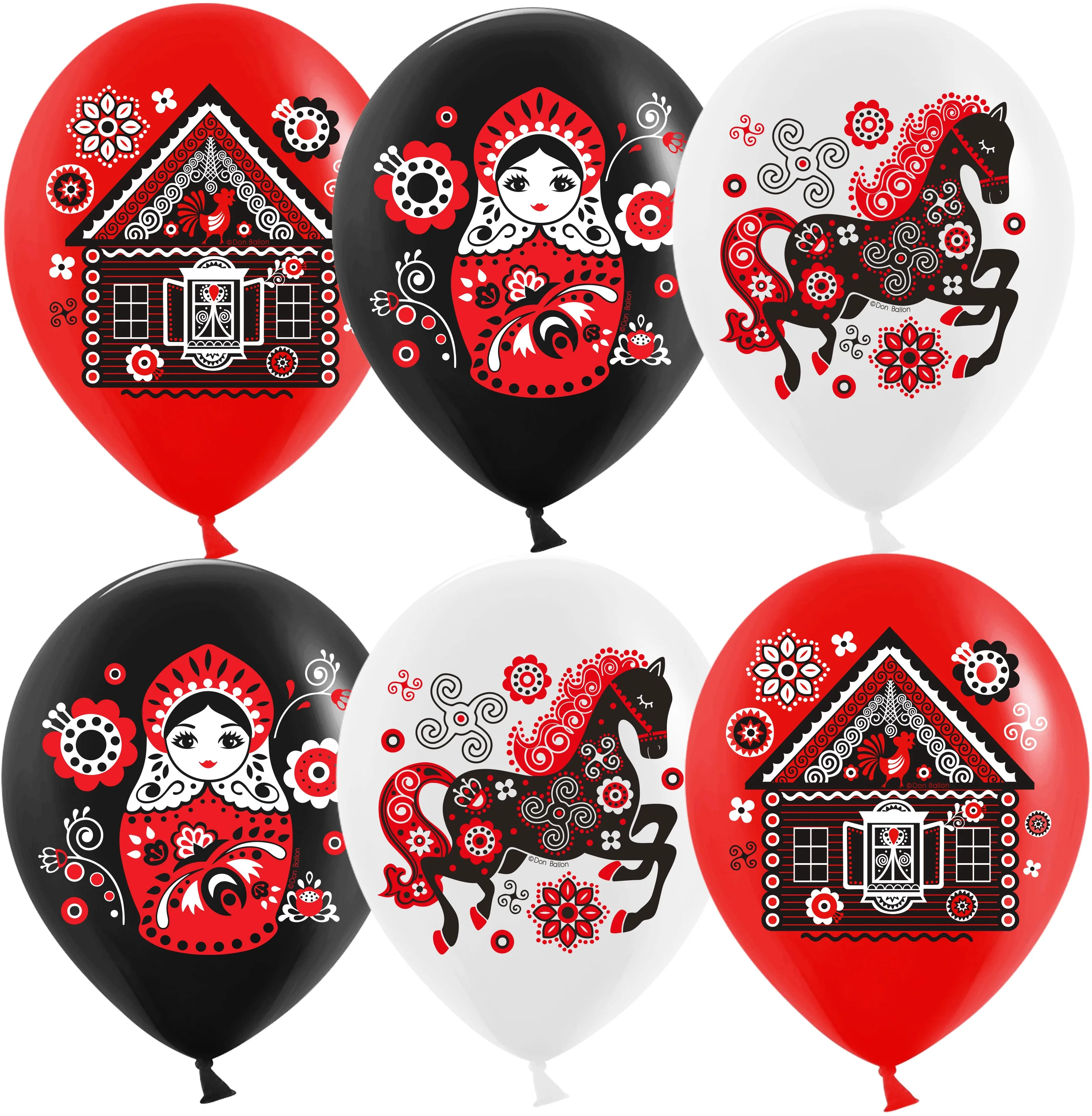 К 12"/30см Русские мотивы, Ассорти, пастель, 25 шт.(Китай)