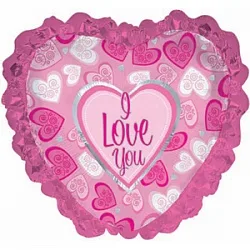 И 31 Сердце фигурное Я тебя люблю розовые рюшки, Розовый / 1 шт / (Испания)