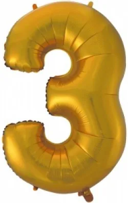 F 40"/102см Цифра "3"золото/ 1 шт / (Китай)