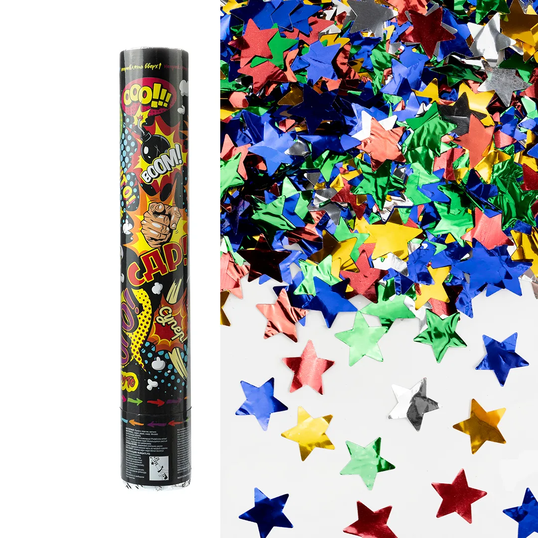 Пневмохлопушка (30 см), Комиксы, СДР, Звезды фольга, Ассорти, 1 шт.