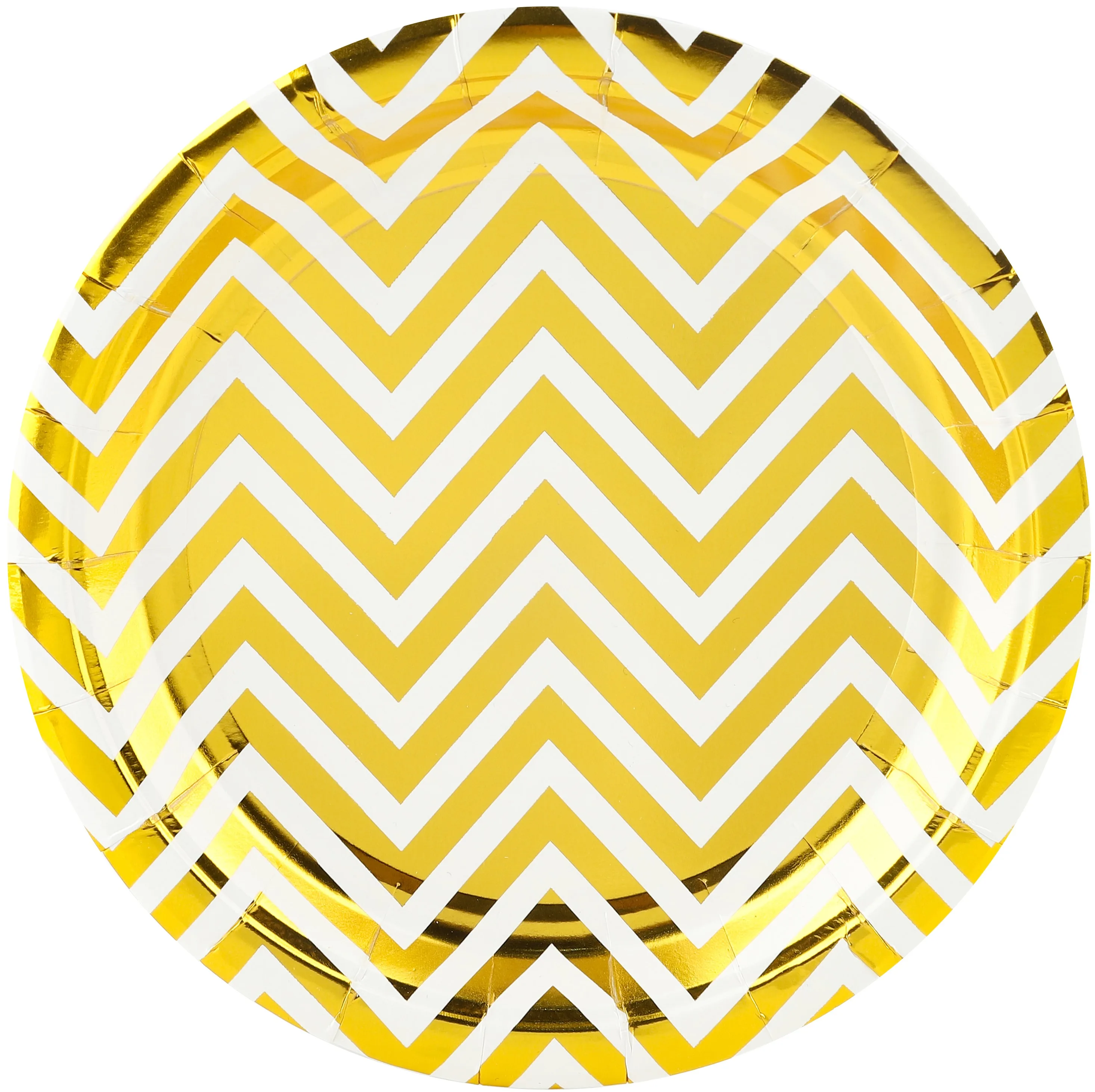 Тарелки (9''/23 см) Зигзаги, Золото, Металлик, 6 шт.