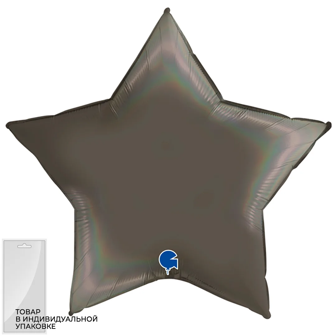 G 36"91см Звезда, Черная платина, Голография, 1 шт. в уп. (Италия)