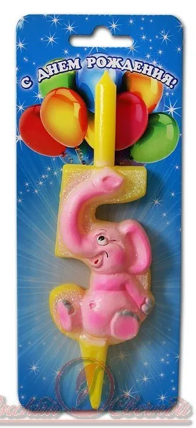 Свеча тортовые "Цифра со зверушками"  5 /1 шт/