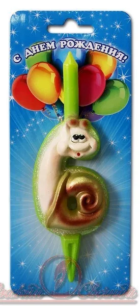 Свеча тортовые "Цифра со зверушками"  6 /1 шт/