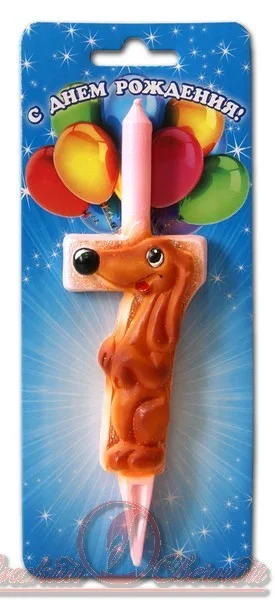 Свеча тортовые "Цифра со зверушками"  7 /1 шт/