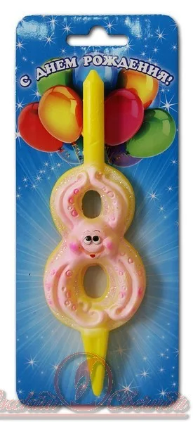 Свеча тортовые "Цифра со зверушками"  8 /1 шт/