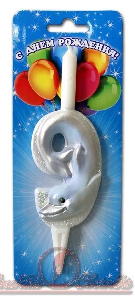 Свеча тортовые "Цифра со зверушками"  9 /1 шт/