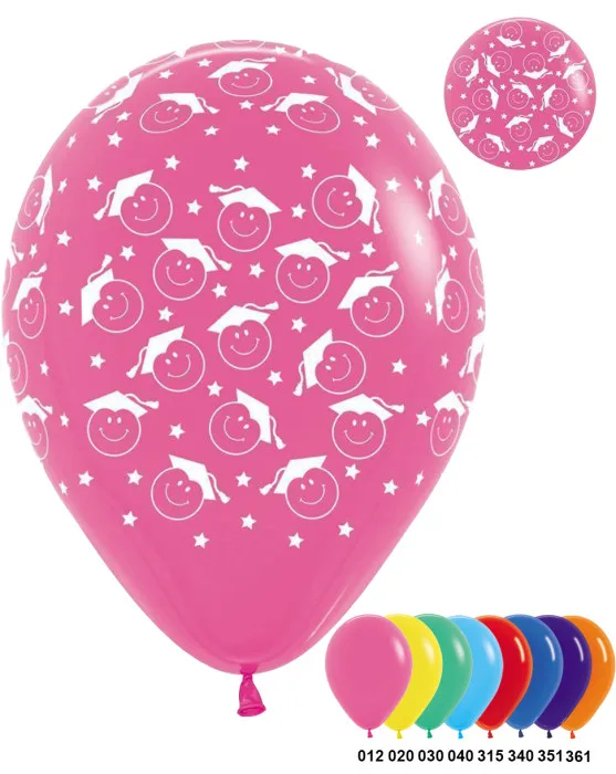 S 12 Смайл Выпускник, Ассорти Пастель Кристал / Streamers / 100 шт. / (Колумбия)