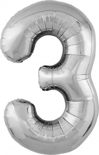 Р 40"/102см Цифра "3" Slim, Серебро / 1 шт / (Россия)