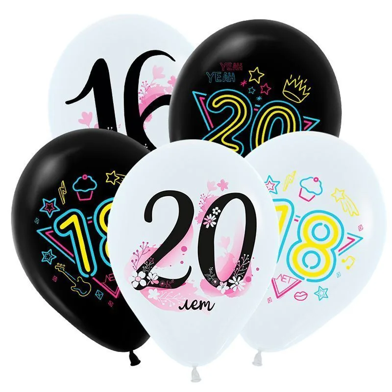 Т 12" Модные цифры, Ассорти, Пастель, 2 цв. / уп. 25 шт. / Турция