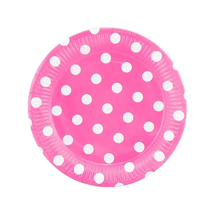 Тарелки "Веселуха" 18см. Горох Белый на розовом (уп. 6 шт.)