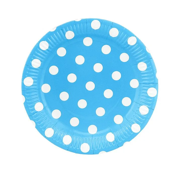 Тарелки "Веселуха" 18см. Горох Белый на голубом (уп. 6 шт.)