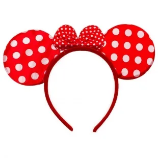 Ободок Ушки, Мышка с бантиком, Белые точки, Красный