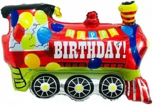 F 28"/71см Паровоз, С днем рождения, Красный, 1 шт.(Китай)