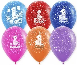 S 12"/30см 1 Годик, Ассорти, Пастель, 5 ст. / 50 шт./ (Колумбия)