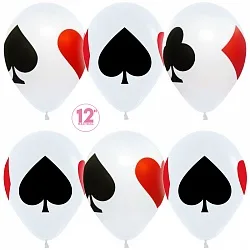 S 12"/30см Карточные масти, Белый, Пастель, 4 ст./50 шт.(Колумбия)