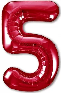Р 40"/102см Цифра "5" Slim, Красный / 1 шт / (Россия)