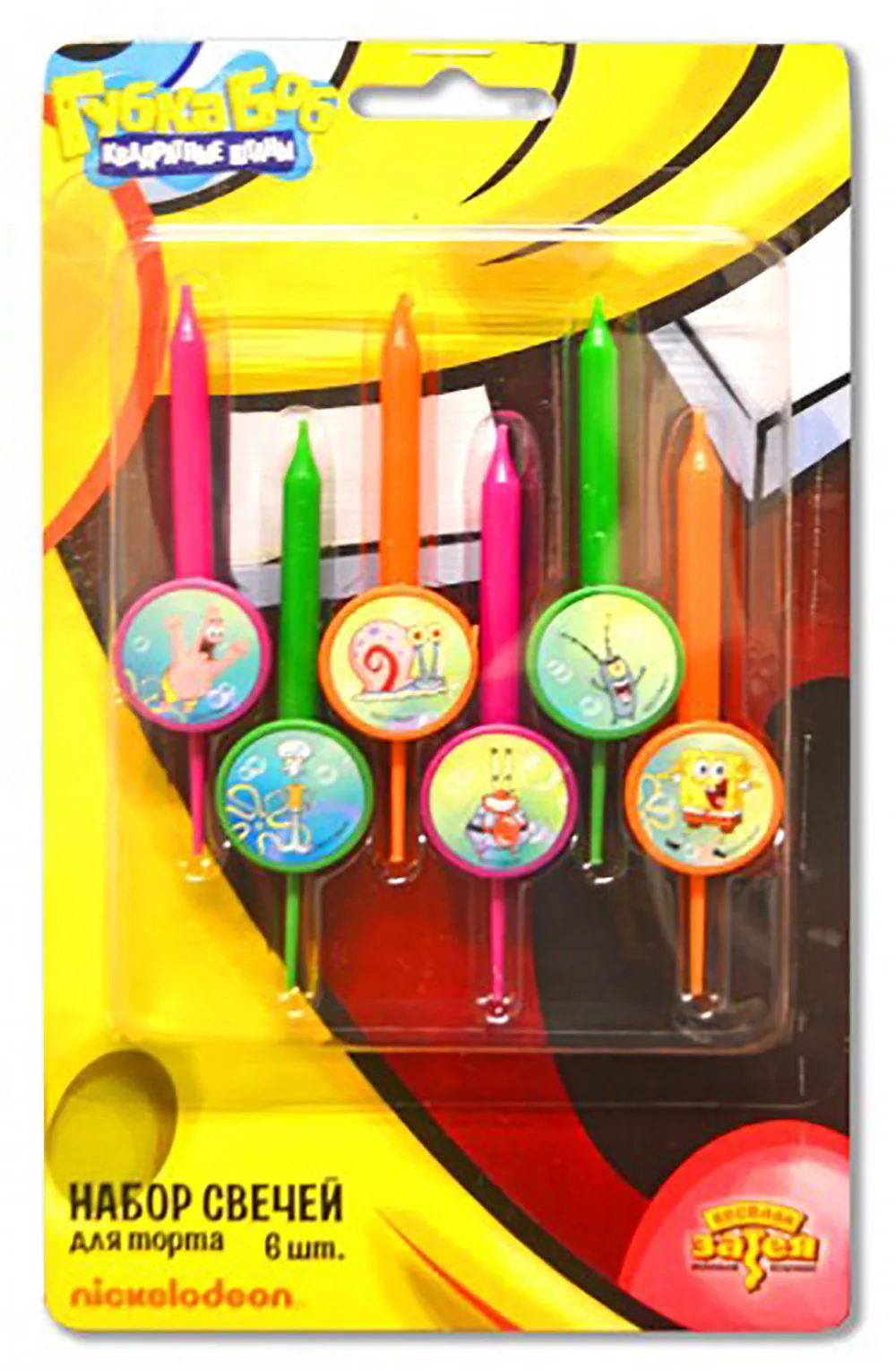 Свечи д/торта Губка Боб / уп. 6 шт.