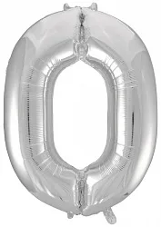 F 34"/86 см Цифра "0", Серебро/ 1 шт /(Китай)