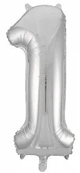 F 34"/86 см Цифра "1", Серебро/ 1 шт /(Китай)