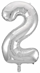 F 34"/86 см Цифра "2", Серебро/ 1 шт /(Китай)