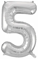F 34"/86 см Цифра "5", Серебро/ 1 шт /(Китай)