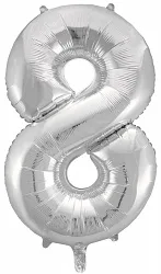 F 34"/86 см Цифра "8", Серебро/ 1 шт /(Китай)