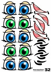 Наклейки "Глаза.Рты №32" 5 компл.