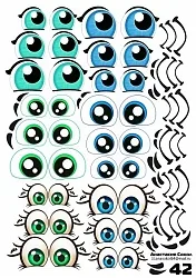 Наклейки "Глаза.Рты №42" 18 компл.