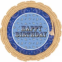 С 18''/46 см Круг, С Днем рождения (веревочка с кисточкой), Синий, 1  шт.(США)