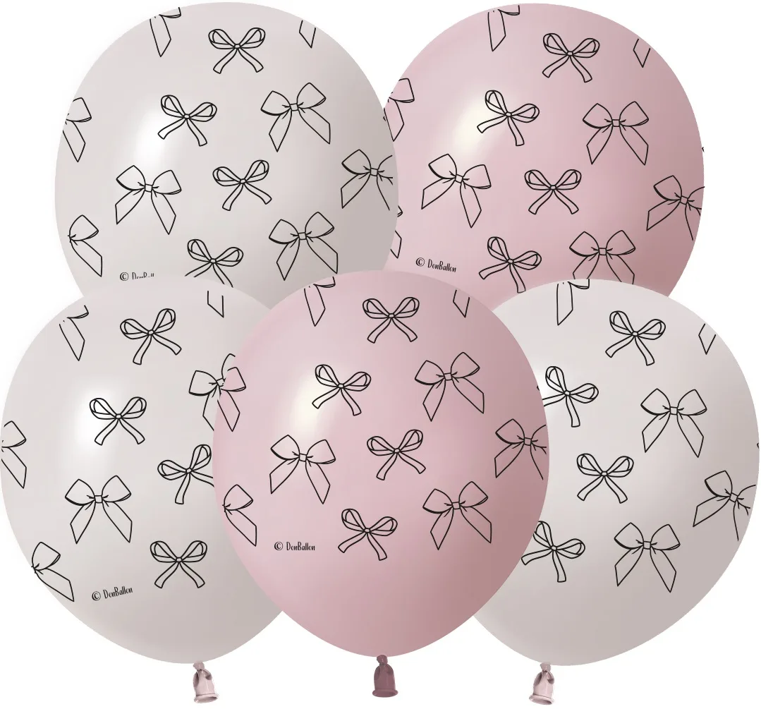 512 12"/30 см.Бантики, Ассорти, пастель ретро, 5 ст, 25 шт.(Китай)