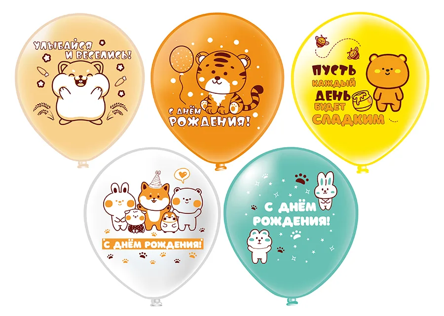 Б 12"/30см СДР! Детские пухлые животные 5 дизайнов/25 шт./(Таиланд)