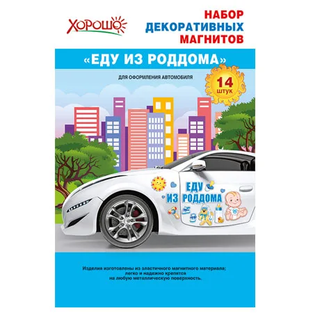 Набор декоративных магнитов "Еду из роддома!" 2*
