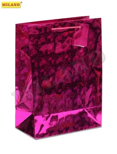 Пакет подарочный  Розовые бабочки (L-голография) 26 х 33 х 14