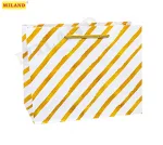 Пакет подарочный с глянцевой ламинацией (горизонтальный) 42х52х16 см (ХXL) Стильные полосы. 157 г