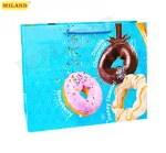 Пакет подарочный с глянцевой ламинацией (горизонтальный) 26х32х12 см (L) Пончики на любой вкус. 157