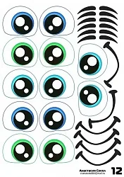 Наклейки "Глаза.Рты №12" 6 компл.