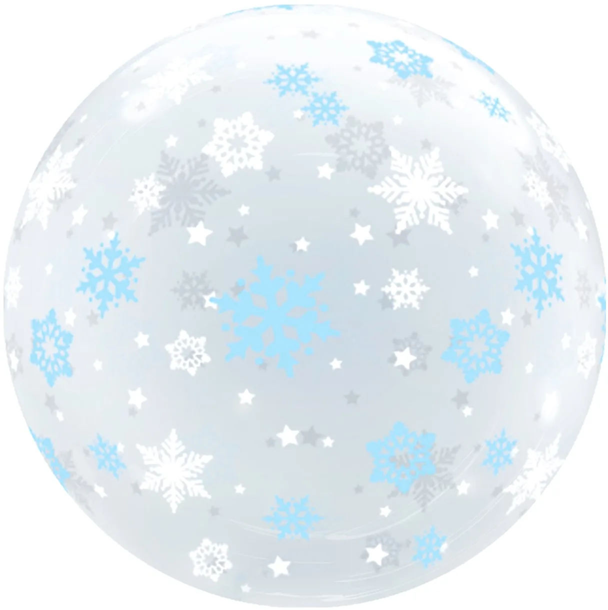 F 20"/51 см Сфера 3D, Deco Bubble, Снежинки, Прозрачный, Кристалл, 1 шт. в упак. (Китай)